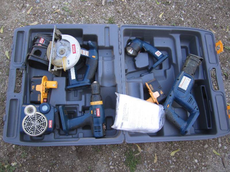 lot 66 image: Ryobi battery operated tool kit, in...