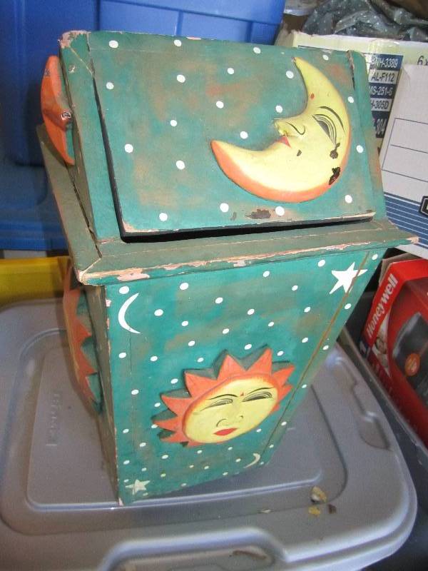lot 80 image: sun and moon wooden garbage can...