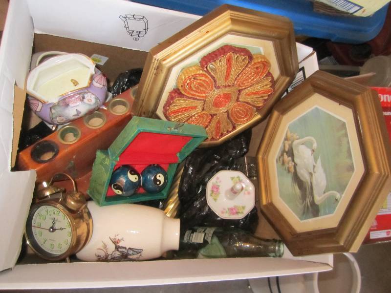 lot 81 image: bankers box of glass collectables a...