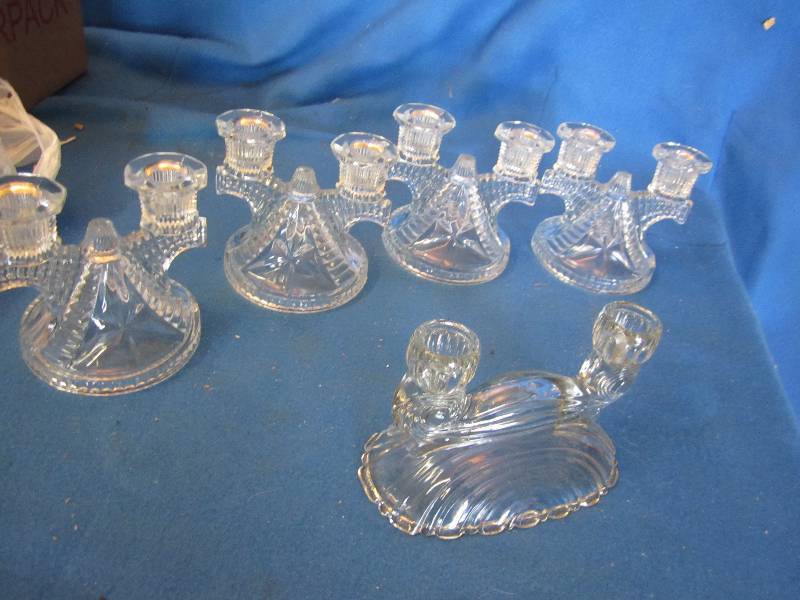 lot 138 image: Cut glass candle holders...