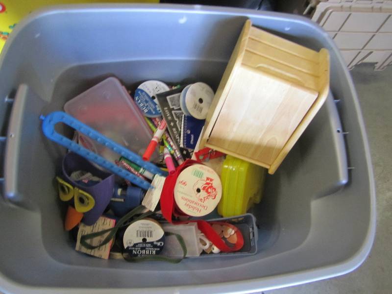 lot 93 image: bin half full of crafting supplies ...