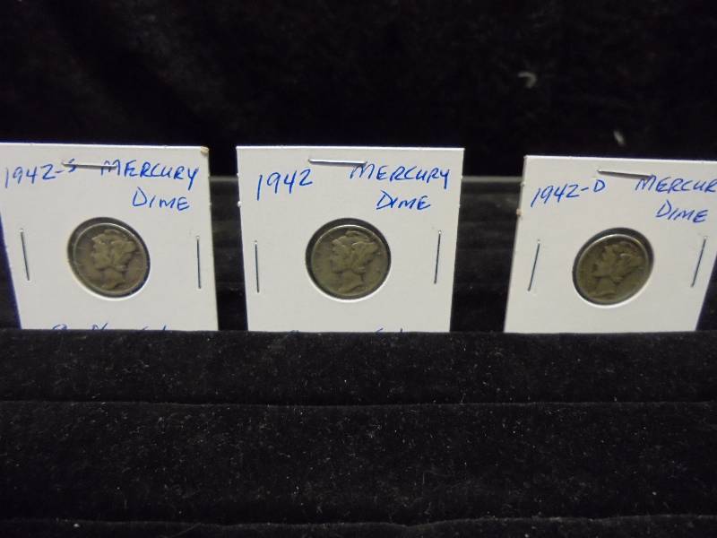 Mercury Dimes - 1942, 1942S, 1942D