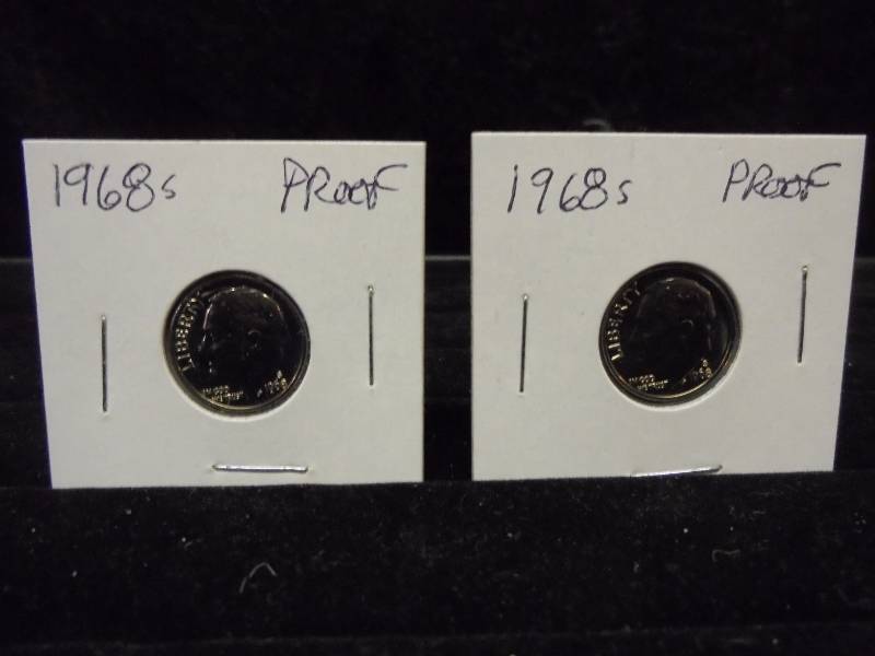 Lot - 2 1968S Roosevelt Dimes Silver Proof