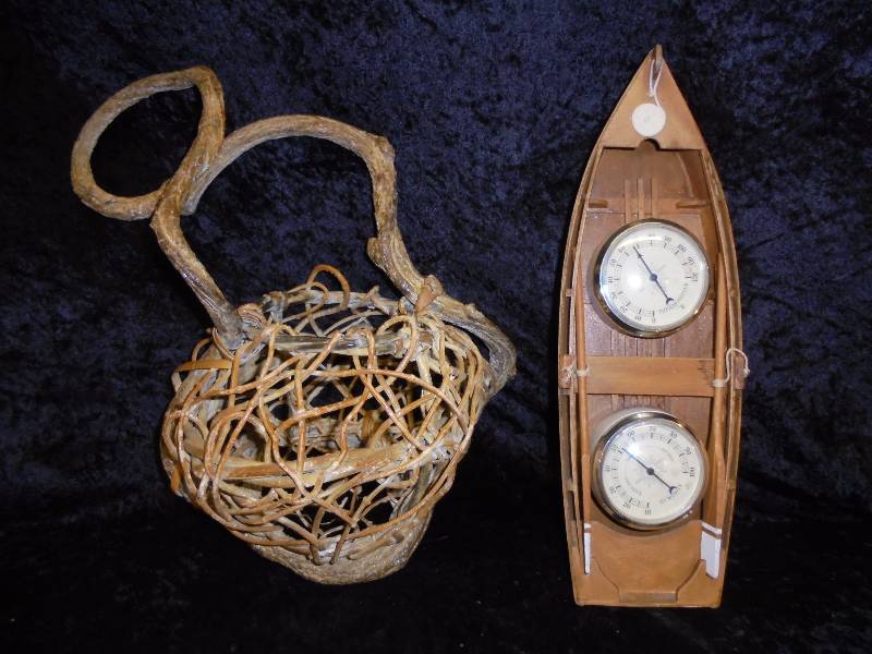 lot 6 image: Lot - Boat Weather Station & Vine Basket