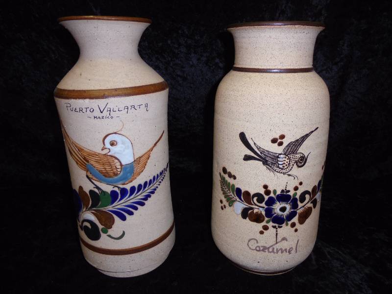 lot 8 image: Pair- Stoneware Vases, Made in Mexico
