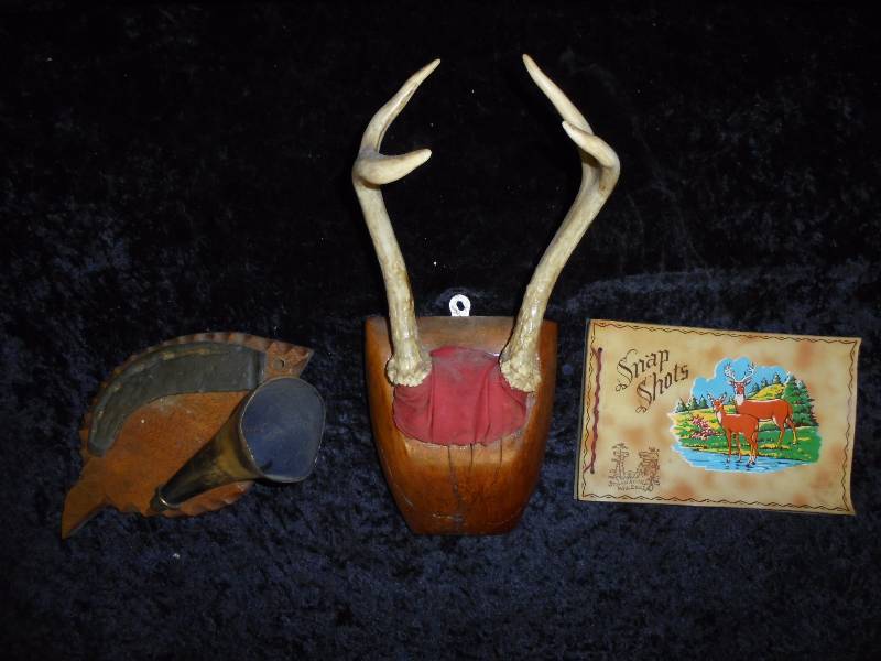 lot 15 image: Lot - Mounted Antlers, Horn, Leather Photo Book