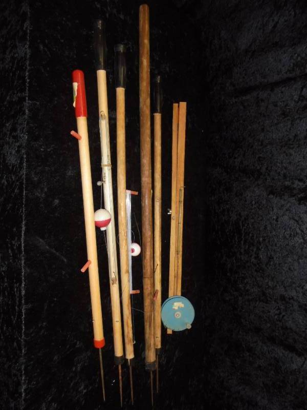 lot 36 image: Lot - Ice Fishing Spears, Poles, Tipups