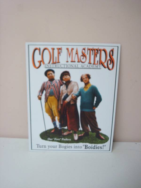 lot 24 image: Three Stooges Tin Golf Sign