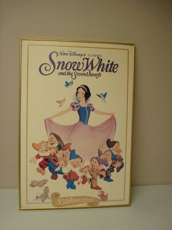 lot 31 image: Snow White Framed Poster Board, Has Some Wear, Water Marks