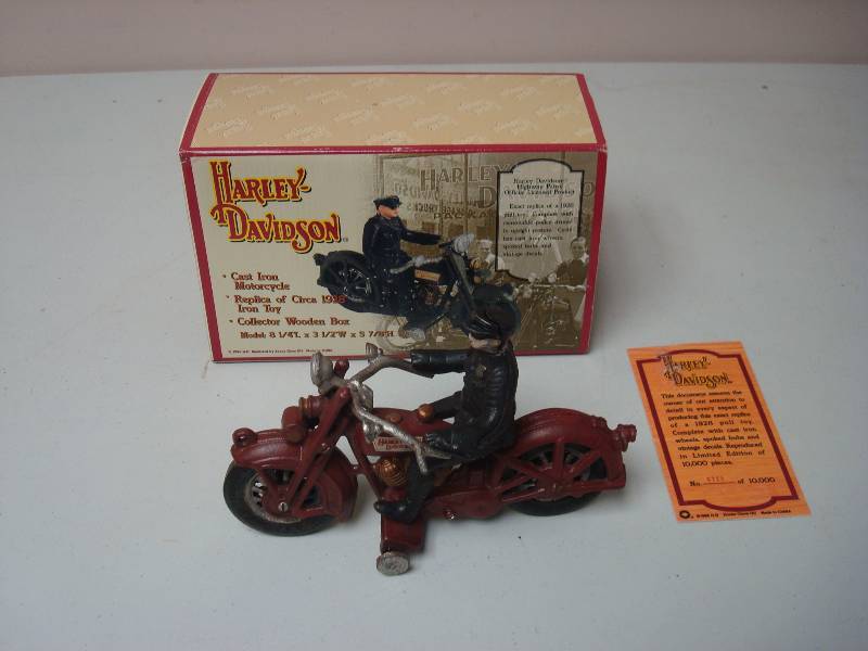 lot 51 image: Cast Iron Harley Davidson Pull Toy Reproduction