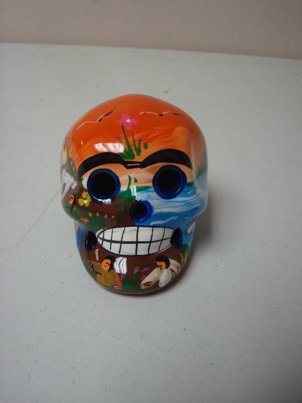 lot 58 image: Small Ceramic Painted Skull