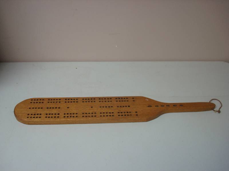 lot 65 image: Large Wood Paddle Cribbage Board