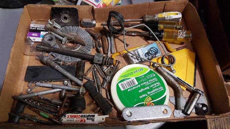 Screw Drivers, Tape, socket wrench and more