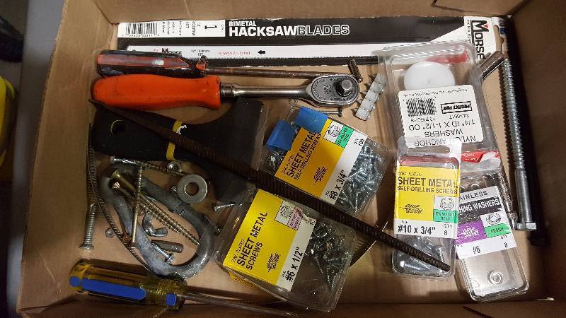 Screw driver, socket wrench, hacksaw blade & Misc