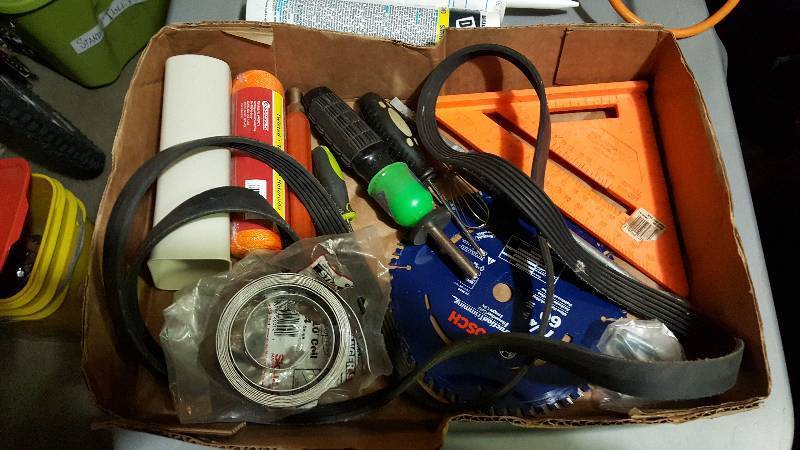 Saw blade, orange string, & Misc tools