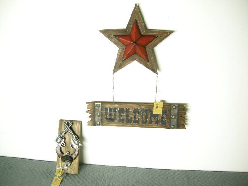 Wooden Western Welcome Sign & Bottle Opener