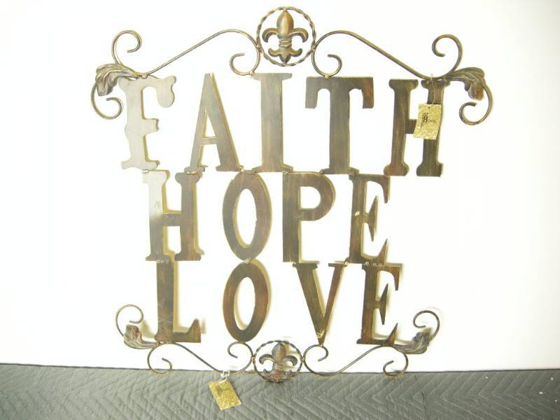 Metal Faith Hope Love Sign