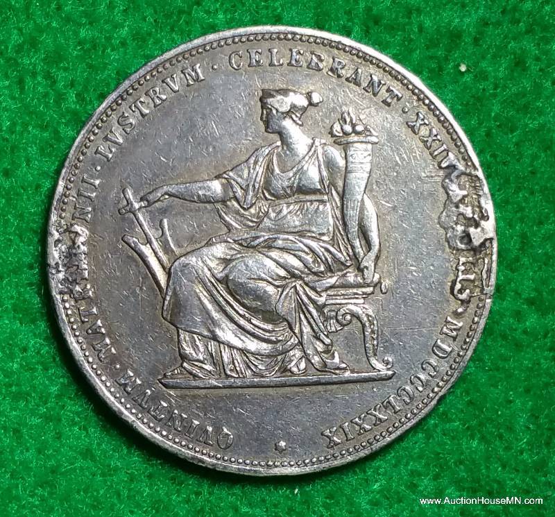 1879 Austria 90% Silver Gulden Wedding Anniversary Franz Joseph I Coin