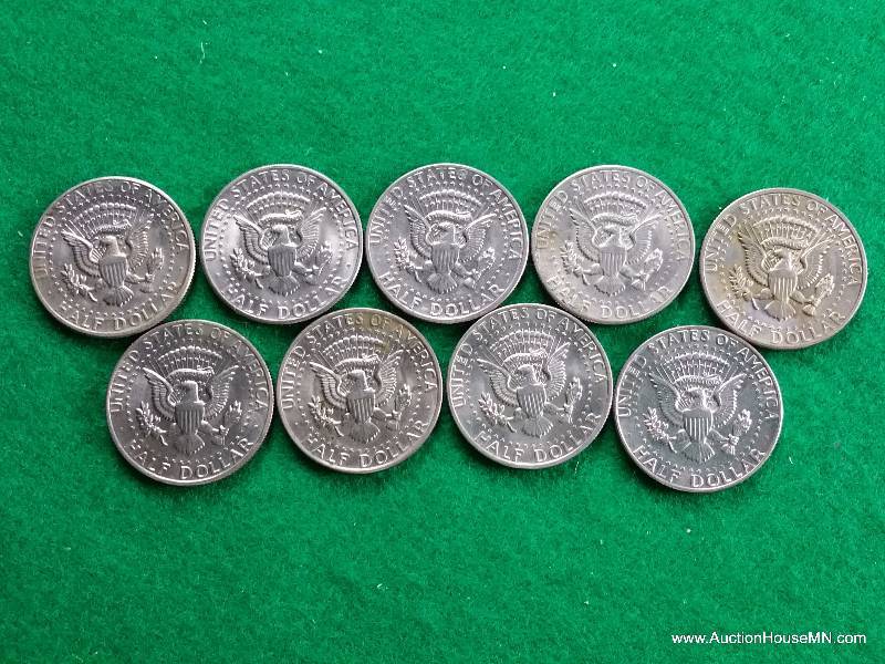 Group of (9) 1970s and 1980s Kennedy Half Dollars