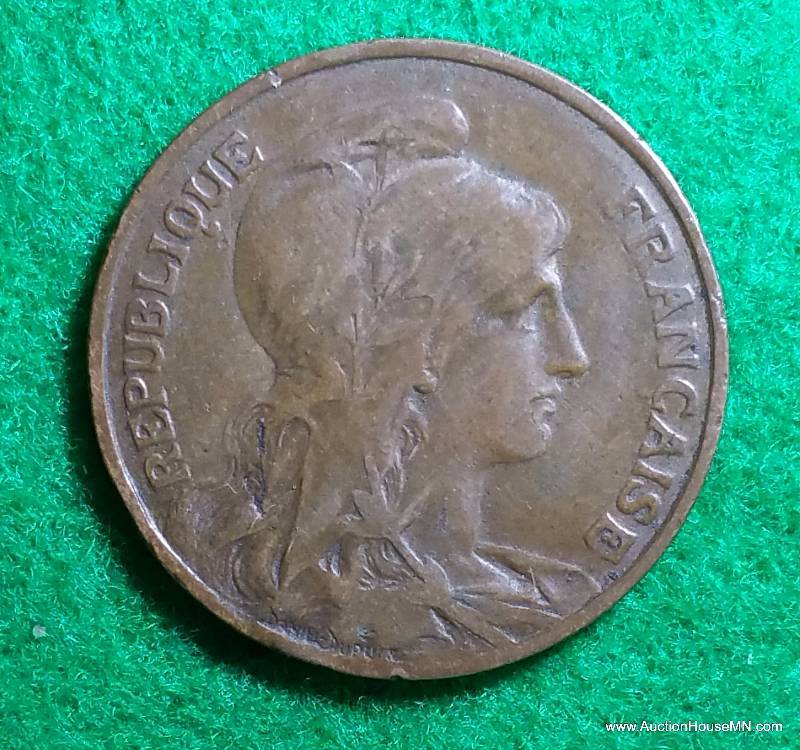 1910 France 10 Centimes Republique Francaise Bronze Coin May Coin Auction K Bid