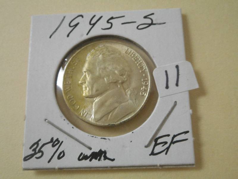 1945-S War Nickel, EF With Some Wea...