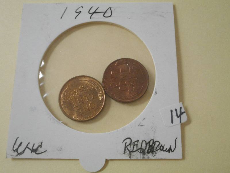 (2) Wheat Pennies 1940 UNC RB...