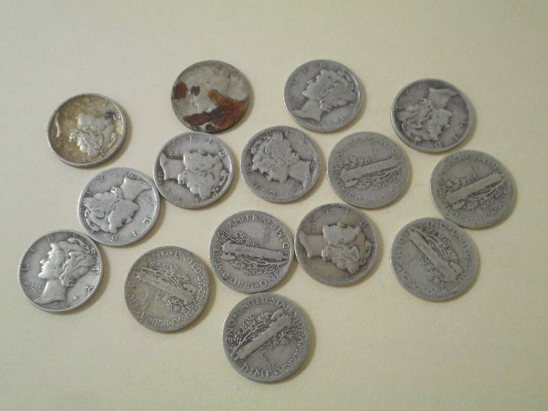 Bag Of (15) Mercury Dimes, Not Mint...
