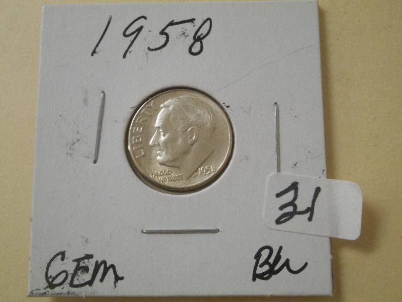 1958 Roosevelt Dime, Is A Gem BU...