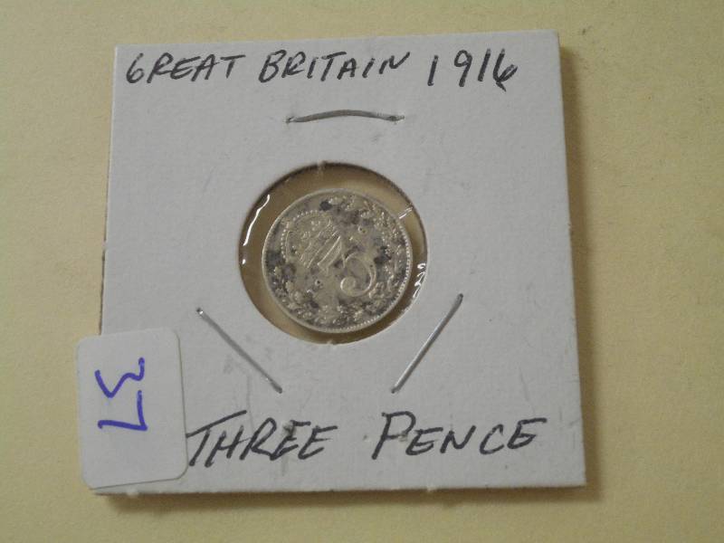 1916 3 Pence Great Britain silver...