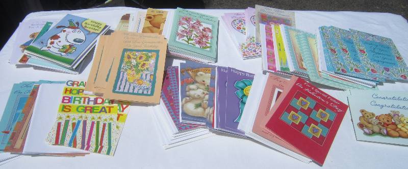 lot 243 image: NEW -- BOX LOTS MISC CARDS - GREAT FOR GARAGE SALES, FLEA MARKETS OR STORE