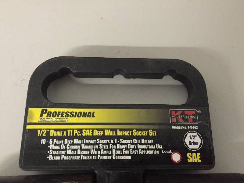 KT 12 DRIVE SAE DEEP WALL IMPACT SOCKETS (34 SOCKET MISSING)
