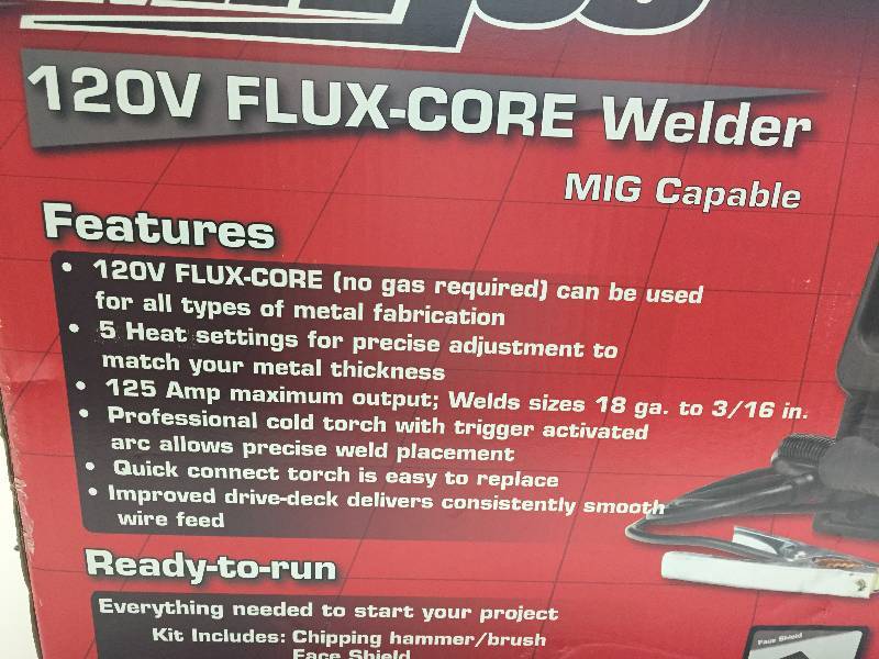 MAXUS PRO 125 MIGFLUX WELDER, 120 VOLT WIRE FEED, 25 - 125 AMP OUTPUT (WILL NOT FEED)