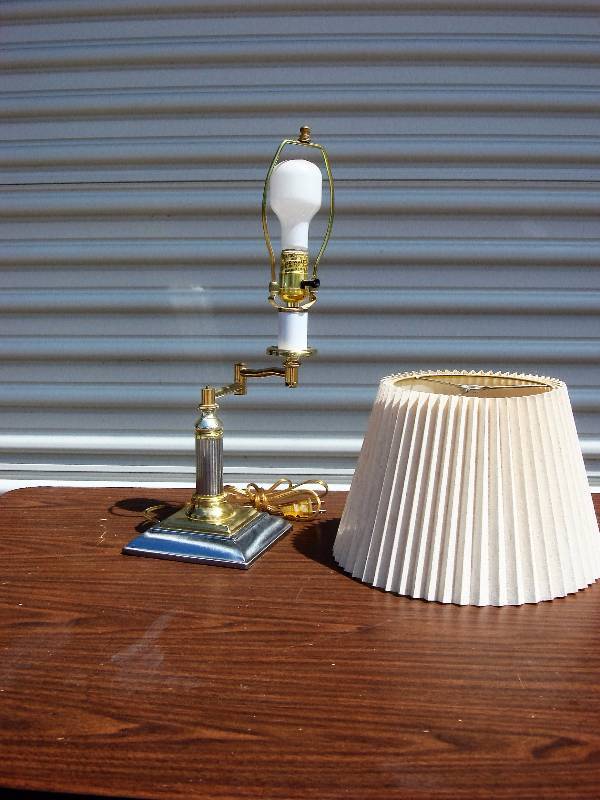 silver and brass desk lamp
