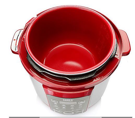 lot 10 image: Cooks Companion 6.3 qt 1000W Color Ceramic 11-in-1 Digital Pressure Cooker   MERLOT