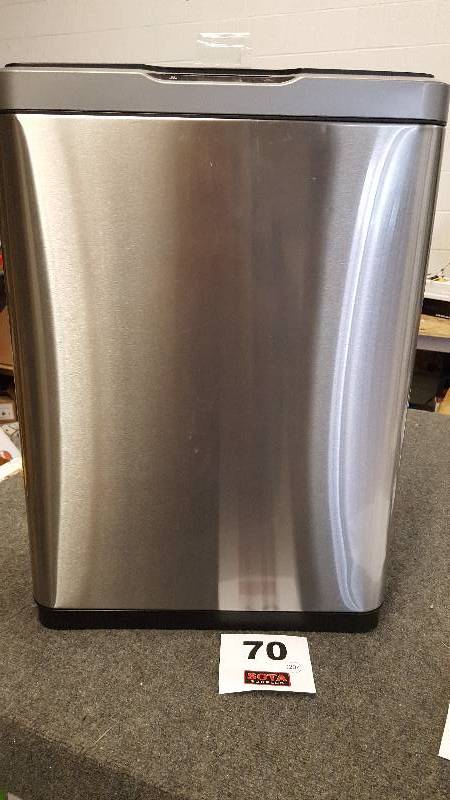 lot 70 image: 13-Gallon Touch-free Sensor Automatic Stainless-Steel Trash Can
