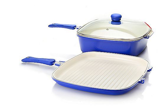 lot 43 image: Cooks Companion Cast Aluminum Ceramic Nonstick 5 qt Multi Purpose Cookware System - Copper