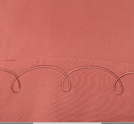 lot 61 image: Cozelle Microfiber Halo Embroidered Hem Six-Piece Sheet Set - Marsala  Rust, red-brown- FULL SIZE