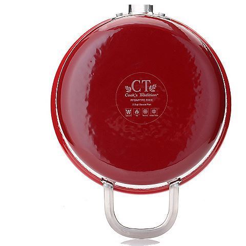 lot 164 image: Cooks Tradition Ceramic Nonstick Lightweight Cast Iron Steamer & Sauce Pan Set   RED