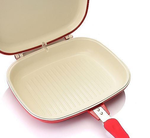 lot 63 image: Cooks Companion Cast Aluminum Ceramic Nonstick Low Pressure Versa II Flip Pan - Silver