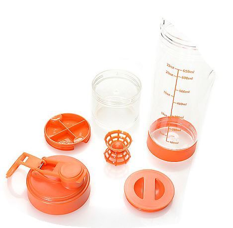 lot 104 image: Cooks Companion Set of Two 22 oz Mixer Bottles w Flavor Infusers & Storage Containers - Red