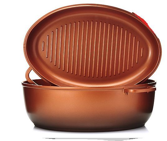 lot 119 image: Cooks Companion Ceramic Nonstick Cast Aluminum 8qt Dual Roaster w Grill Pan Cover - BLACK