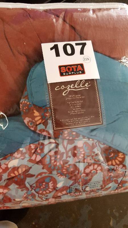 lot 107 image: Cozelle Phoenix Microfiber Printed 12-Piece Bedding Ensemble  FULL
