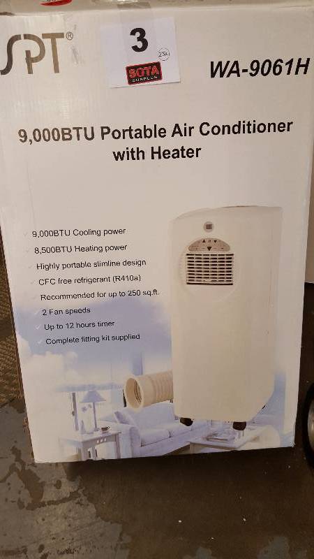 lot 3 image: SPT 9,000 BTU Portable AC wHeater
