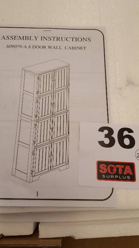 lot 36 image: 8 Door Wall Cabinet - Oak