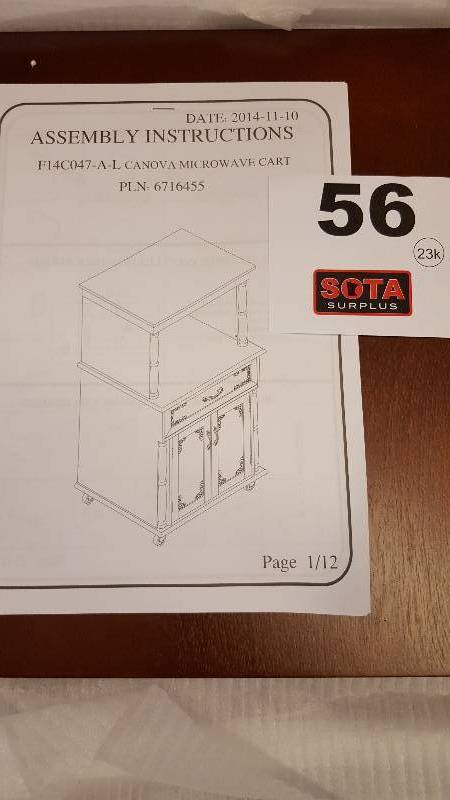 lot 56 image: Canova Microwave Cart - Cherry Wood