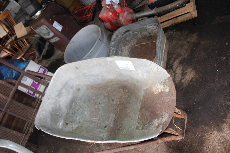 lot 77 image: Lot of (3) Including 2) Bins AND 1) Wheelbarrow