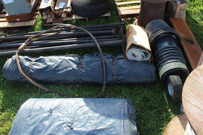 lot 205 image: Remainder of Lot Including Pots Tarps Poly Metal Poles And More
