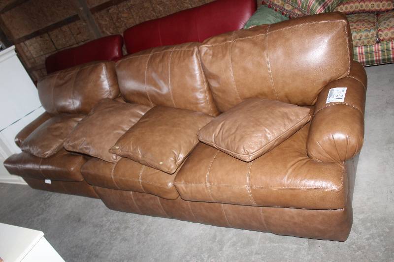 Lot of (4) Brown Leather Furniture