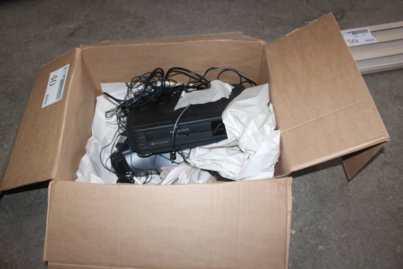 Box Lot of Electronics Including 1) Panasonic Omnivision SVHS Player AND 1) Harman-Kardon Speaker
