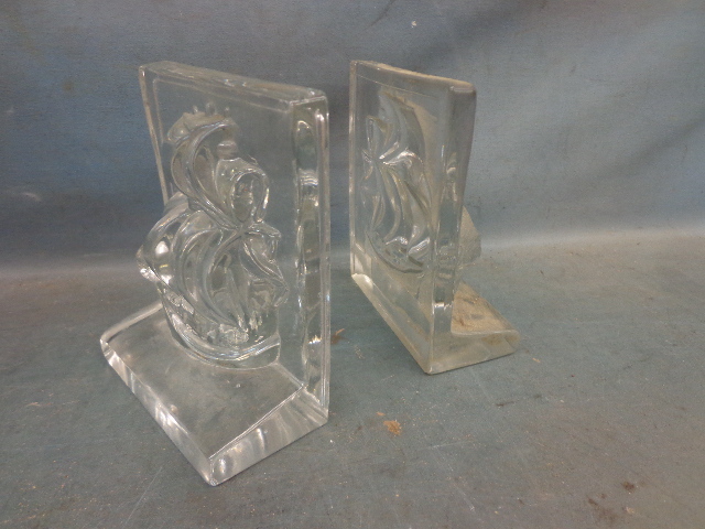 lot 47 image: Glass Bookends